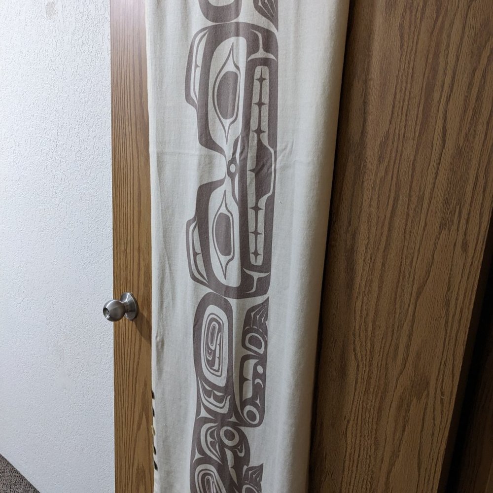 Button Wrap - Spirit Wrap - Cream Bear Print by Haida artist Clarence Mills